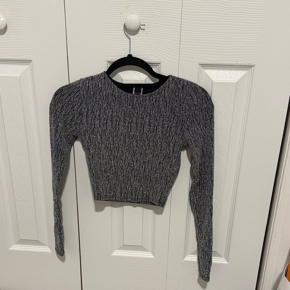 Windsor Black and Silver Crop Top